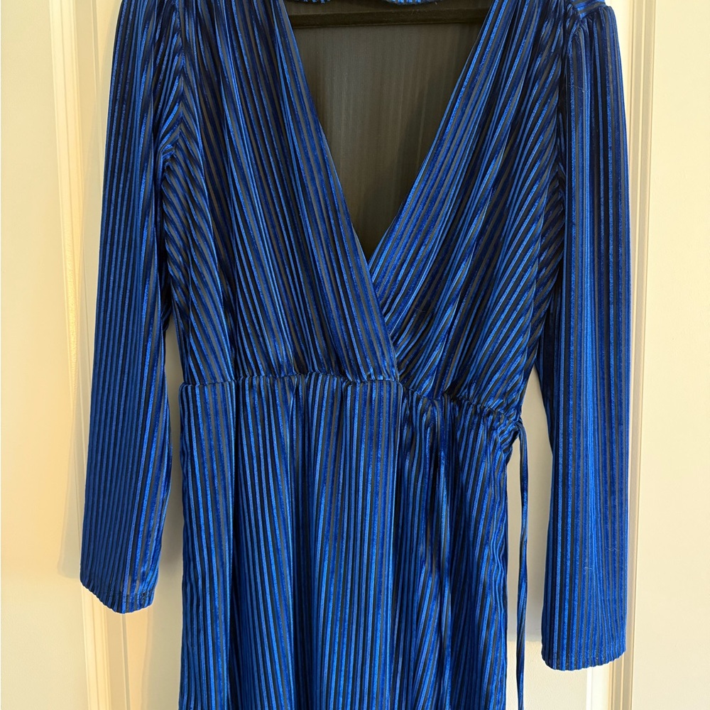 Lulu's Royal Blue Striped Long Sleeve Dress